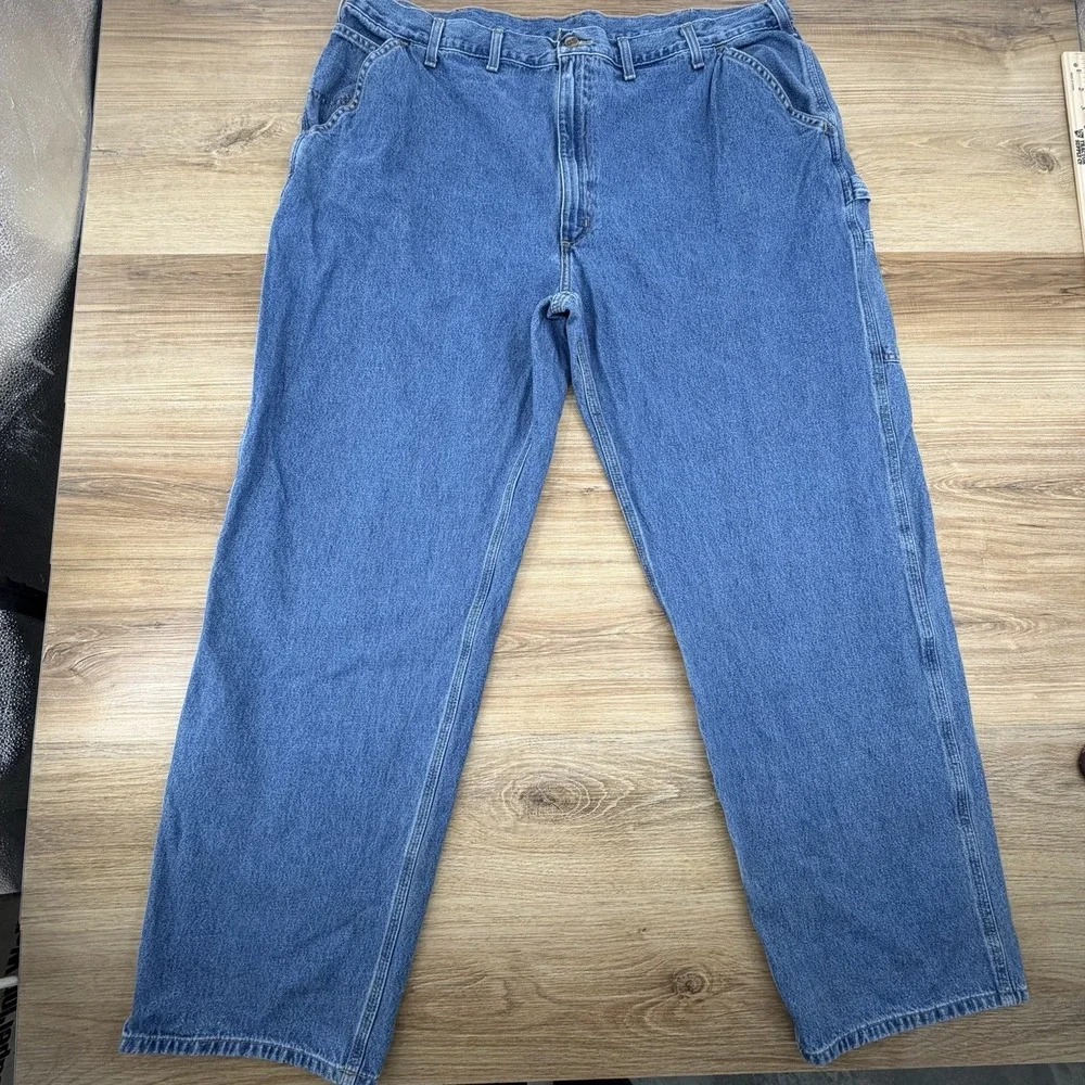 Carhartt Baggy B13 STW Blue Denim‎ Carpenter Pants Original Dungaree Mens 46x34